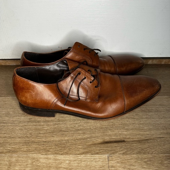 Men’s Saks Fifth Avenue Jackman Brown Genuine Leather Dress Shoes Wedding 12M main image 4